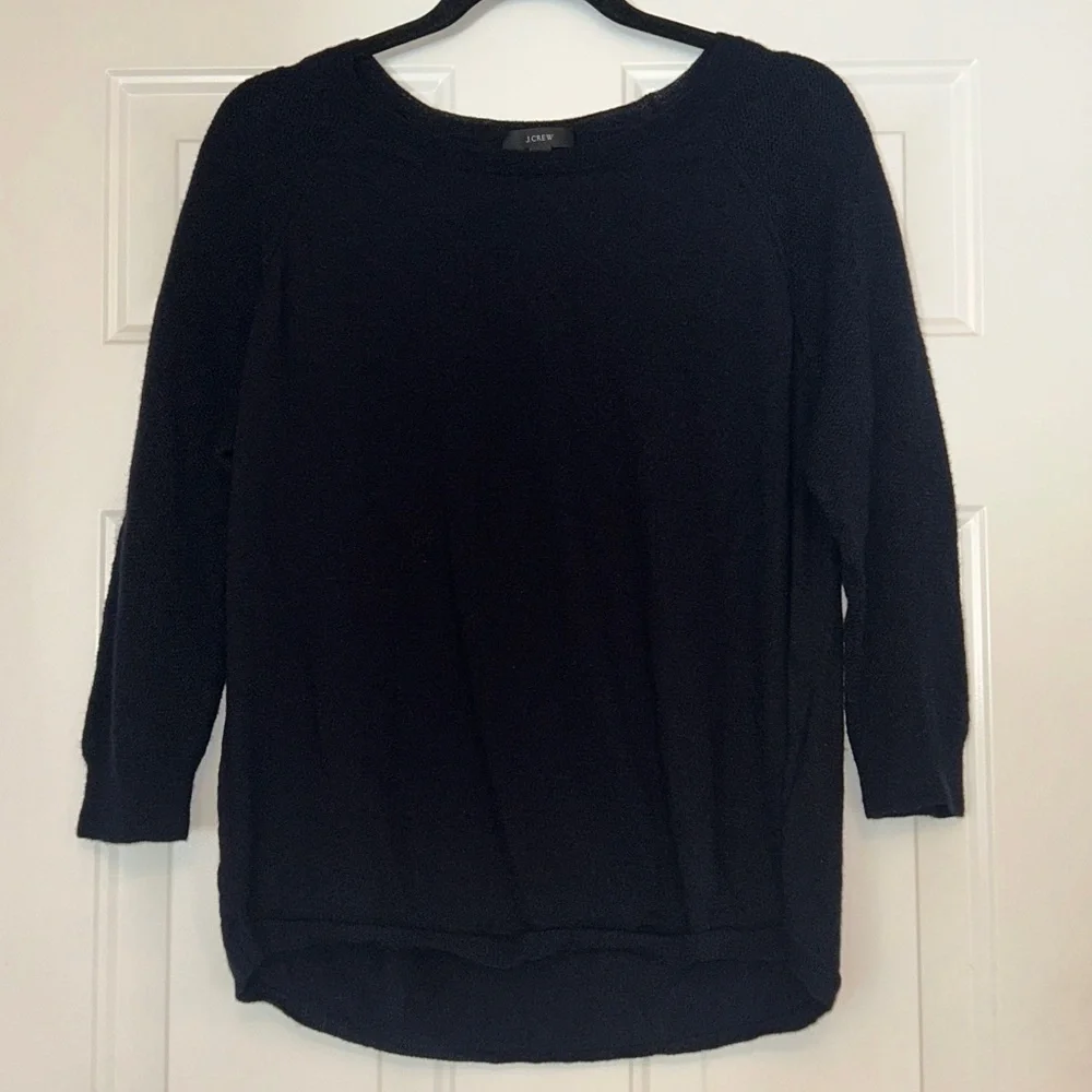 J. Crew Merino Wool Knit Pullover Sweater XL Blue Lightweight Minimalist Classic